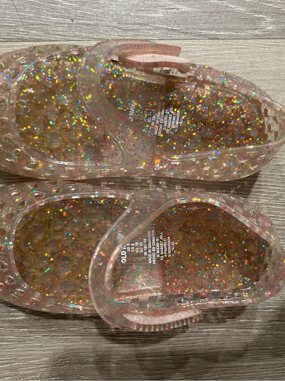 Kids Clear Glitter Jelly Sandals - Pink Sparkle